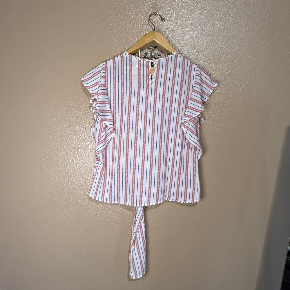 NWT NEW Monteau Los Angeles Flutter Sleeve Front Tie Top Women's Medium Size M - Picture 7 of 12